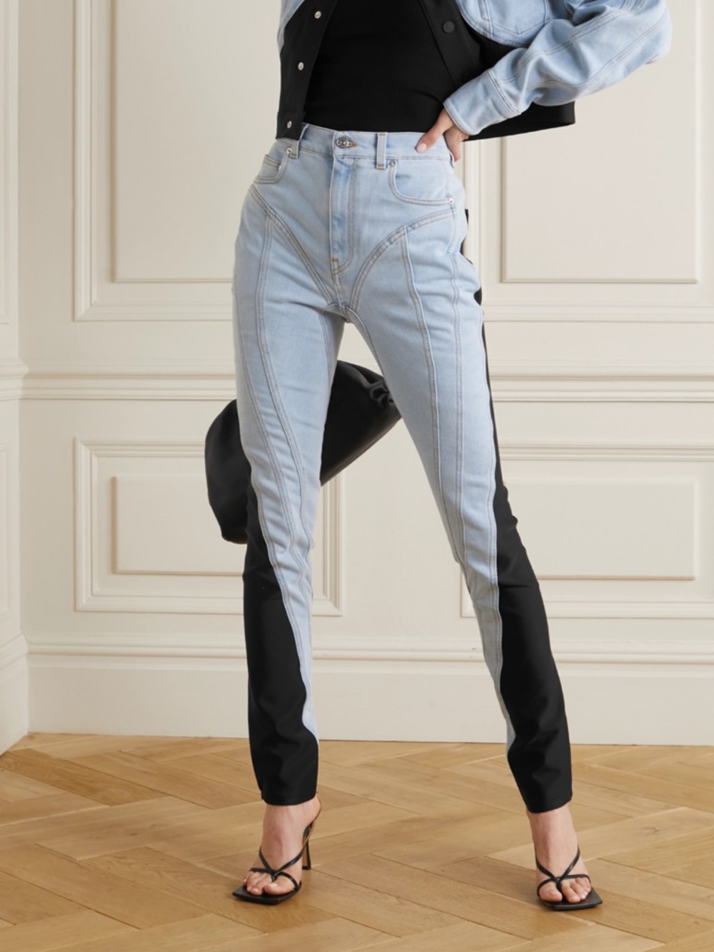 Mugler Light Blue Spiral Jeans